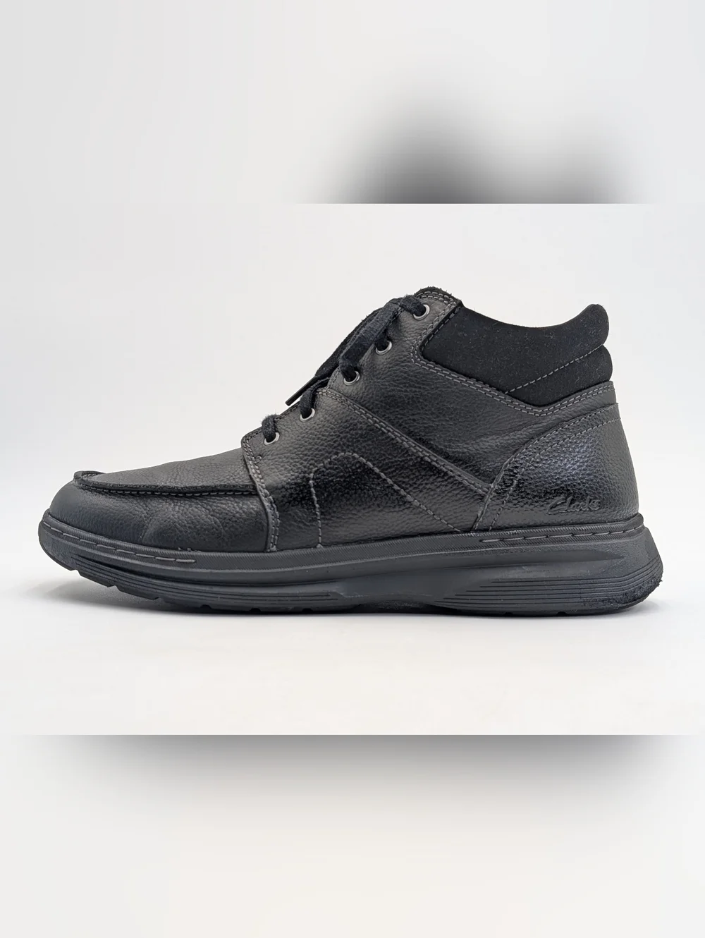 Clarks Ultimate Comfort Boots Size 11.5 Men Black Leather With Easy Side Zipper